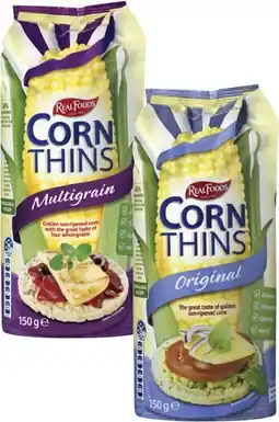 Coles Real Foods Corn Thins-150g offer