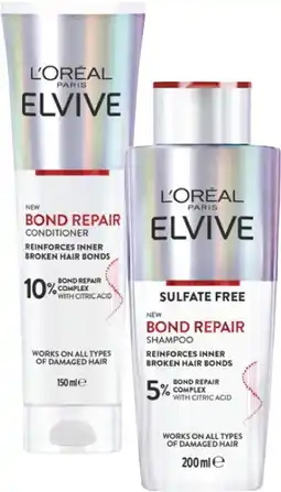 Coles L'Oréal Elvive Bond Repair Shampoo 200mL or Conditioner 150mL offer