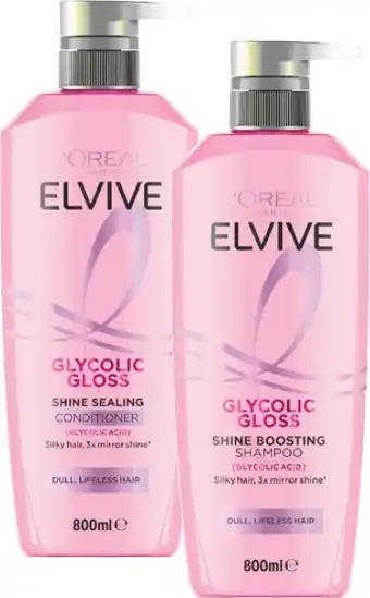 Coles L'Oréal Elvive Glycolic Gloss Shampoo or Conditioner 800mL offer