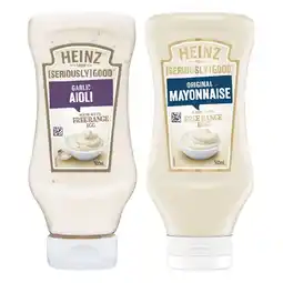 Woolworths Heinz Seriously Good Mayonnaise or Aioli 500ml offer