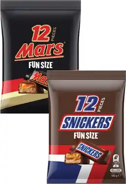 Coles Mars or Snickers Chocolate Fun Size 180g-192g offer