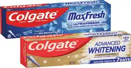Coles Colgate Advanced Whitening & Tartar or Max Fresh Toothpaste 115g offer