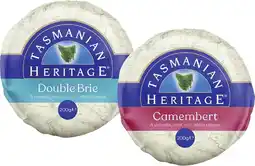 Coles Tasmanian Heritage Double Cream Brie or Camembert 200g offer