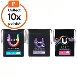 Woolworths U By Kotex Ultrathins, Maxi or Zero Pads Pk 8-16 offer