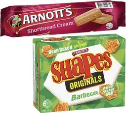Coles Arnott's Shapes Crackers or Creams Biscuits 160g-250g offer
