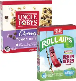 Coles Uncle Tobys Muesli Bars 145g-185g or Roll Ups 94g offer