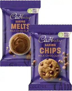 Coles Cadbury Baking Chocolate Chips, Melts or Block 165g-225g offer