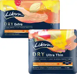Coles Libra Dry Pads with Wings Ultra Thin or Extra 12 Pack offer