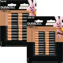 Coles Duracell Coppertop Batteries AA or AAA 20 Pack offer