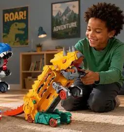 Toymate Car Creatures Dino Hauler With 2 Cars - Yellow offer