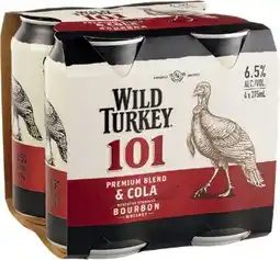 BWS Wild Turkey 101 Bourbon & Cola 6.5% 375mL Cans offer