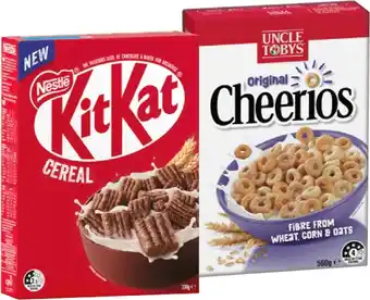 IGA Nestlé Kit Kat Cereal 330g or Uncle Tobys Cheerios Cereal 520-560g Selected Varieties offer