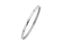 Bevilles Jewellery Stainless Steel Hammer Set Crystal White Bangle offer