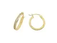 Bevilles Jewellery 9ct Yellow Gold Silver Infused Cubic Zirconia Hoop Earrings-15mm offer