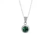 Bevilles Jewellery Sterling Silver Green Crystal May Birthstone Necklace offer