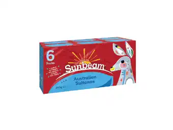Foodland Sunbeam snack pack sultanas 6 x 40g offer