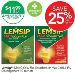 Terry White Lemsip* Max Cold & Flu or Max Cold & Flu Decongestant offer