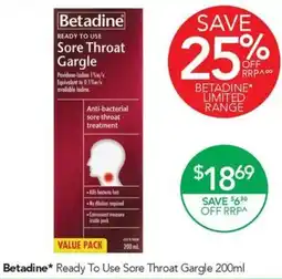 Terry White Betadine Sore Throat Gargle offer