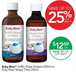 Terry White Euky Bear Sniffly Nose Inhalant or Euky Bear Sleepy Time offer