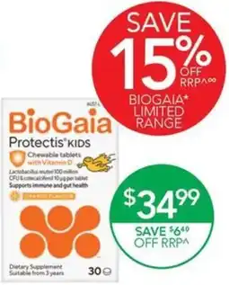 Terry White BioGaia Protectis Kids Chewable tablets with Vit D offer