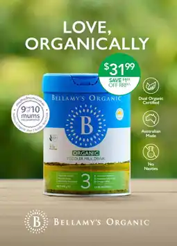 Terry White Bellamy's organic toddler milk drink offer