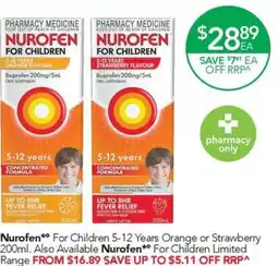 Terry White Nurofen For Children 5-12 Years Orange or Strawberry offer