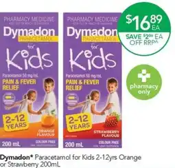 Terry White Dymadon Paracetamol for Kids 2-12yrs Orange or Strawberry offer