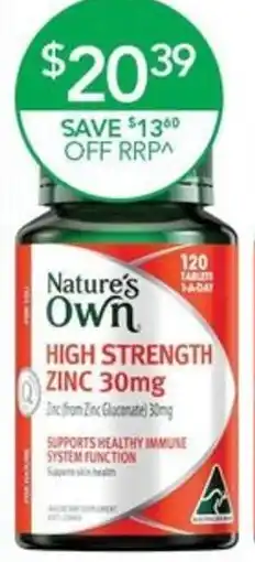 Terry White Nature's Own* High Strength Zinc offer