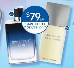 Terry White Jimmy Choo Man Blue EDT Spray or Issey Miyake L'Eau d'Issey Pour Homme EDT Spray offer