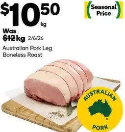 Woolworths Australian Pork Leg Boneless Roast offer