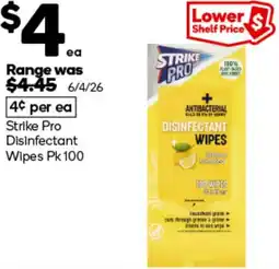 Woolworths Strike Pro Disinfectant Wipes offer