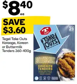 Woolworths Tegel Take Outs Karaage, Korean or Buttermilk Tenders offer