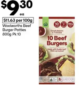 Woolworths Woolworths Beef Burger Patties offer
