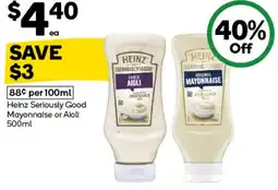 Woolworths Heinz Seriously Good Mayonnaise or Aloli offer