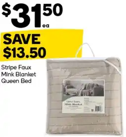 Woolworths Stripe Faux Mink Blanket Queen Bed offer