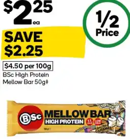 Woolworths BSc High Protein Mellow Bar 50g+ offer