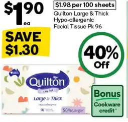 Woolworths Quilton Large & Thick Hypo-allergenic Facial Tissue offer