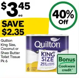 Woolworths Quilton King Size, Coconut or Shea Butter Toilet Tissue offer