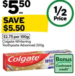Woolworths Colgate Whitening Toothpaste Advanced offer