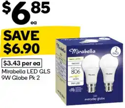 Woolworths Mirabella LED GLS 9W Globe offer