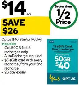 Woolworths Optus $40 Starter Pack§ offer