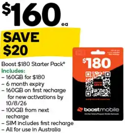 Woolworths Boost $180 Starter Pack offer