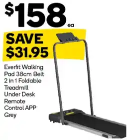 Woolworths Everfit Walking Pad 38cm Belt 2 in 1 Foldable Treadmill Under Desk Remote Control APP offer