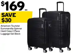 Woolworths American Tourister Summerville Spinner Hard Case 2 Plece Luggage Set Black offer