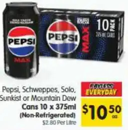 Spar Pepsi, Schweppes, Solo, EVERYDAY Sunkist or Mountain Dew offer