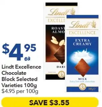 Ritchies Lindt Excellence Chocolate Block offer