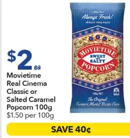 Ritchies Movietime Real Cinema Classic or Salted Caramel Popcorn offer