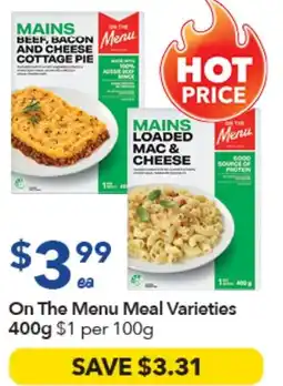 Ritchies On The Menu Meal offer