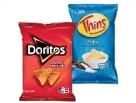 Foodworks Doritos Corn Chips, Thins, Samboy, French Fries or Natural Chip Co 150-175g or Multi Pack 5/6 Pack or Doritos Salsa 300g offer