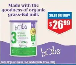 Chemist Warehouse Bubs Organic Grass Fed Toddler Milk Drink offer